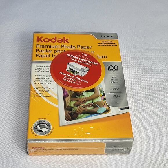 New Sealed Kodak Premium Photo Paper 4x6 Instant Dry 100 Sheets Gloss Brilliant - Picture 1 of 5